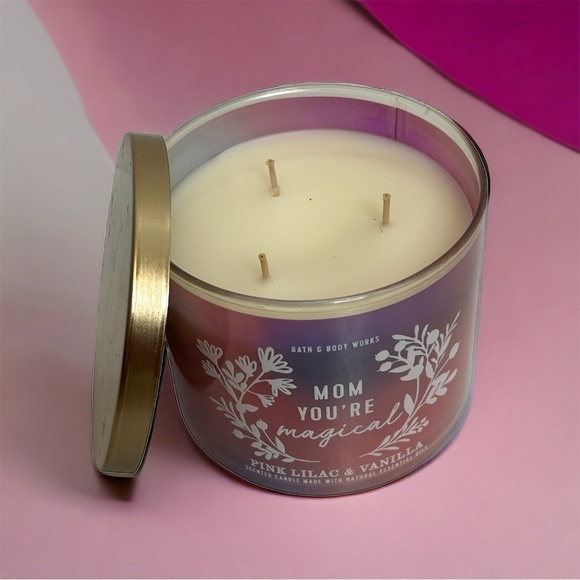 Bath & Body Works Other - Bath & Body Works Mom You're Magical Pink Lilac & Vanilla 3 Wick Candle 14.5 oz